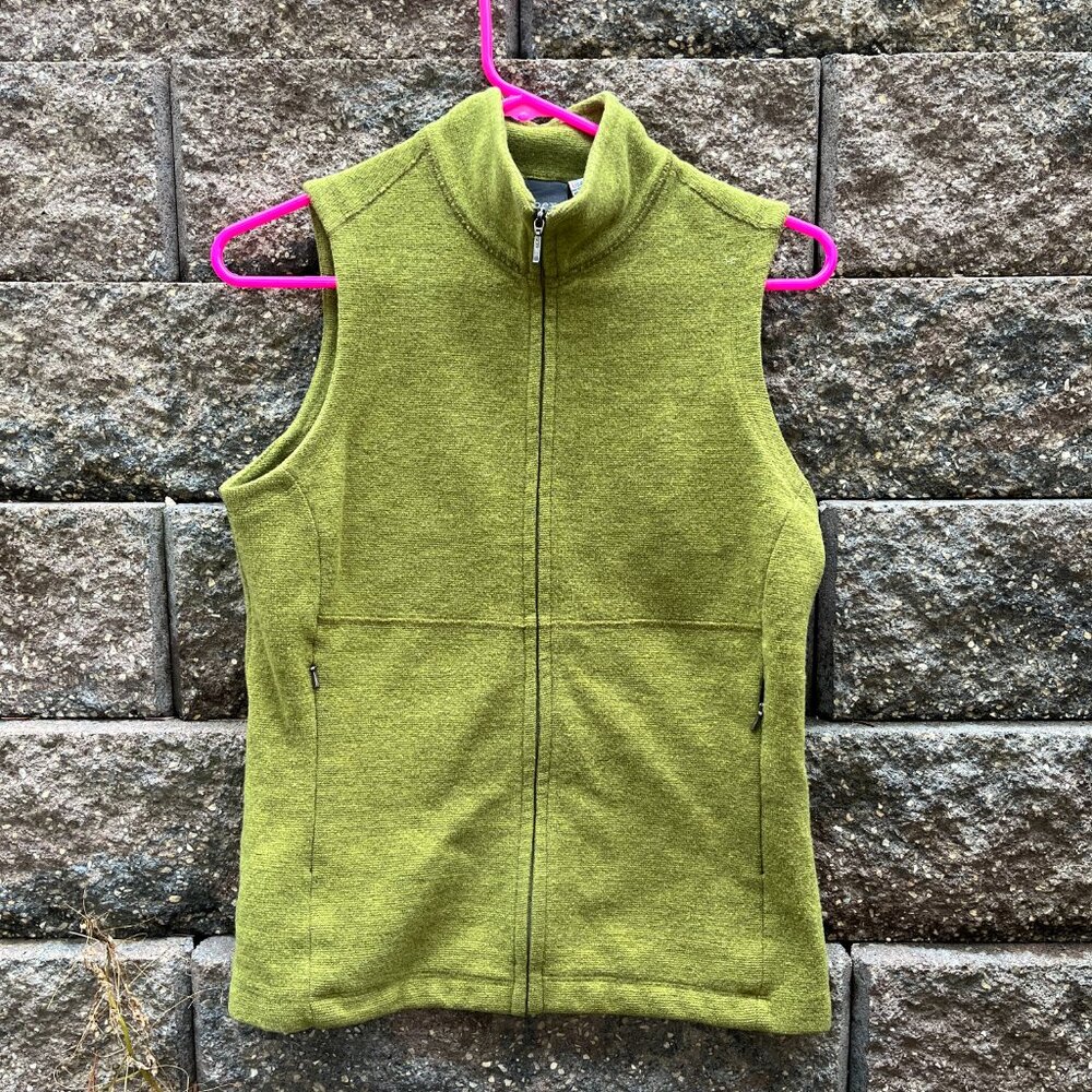 IBEX (made in USA) Carrie Vest - Lime Green- Size Small WOOL VGUC
